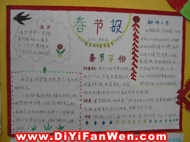 關於春節的習俗手抄報圖