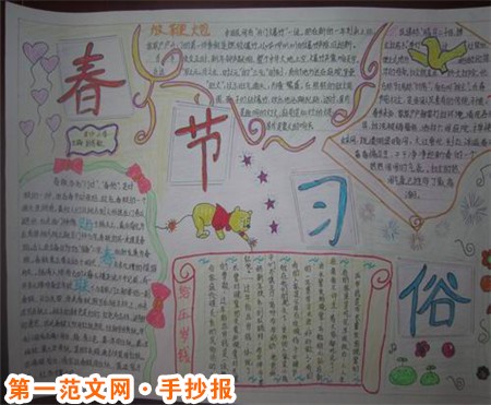 春節手抄報：報頭畫、插圖與尾花的表現手法