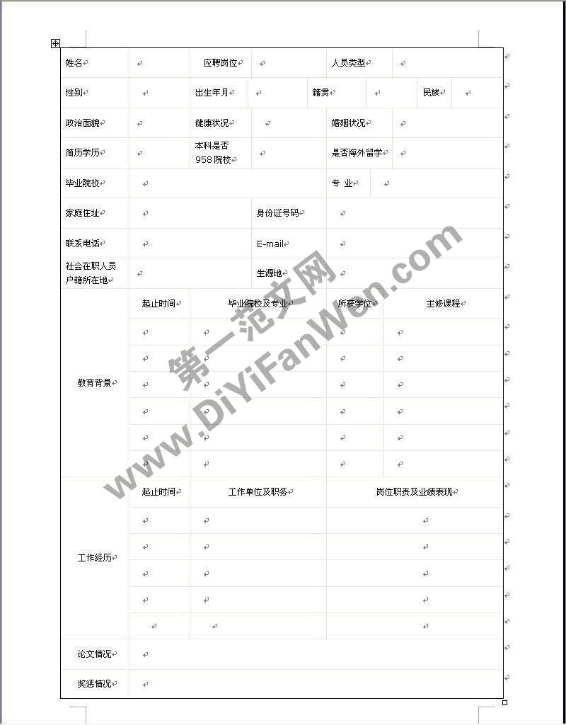 個人簡歷模板下載word