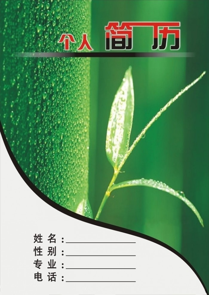 綠竹新葉個人簡歷封面