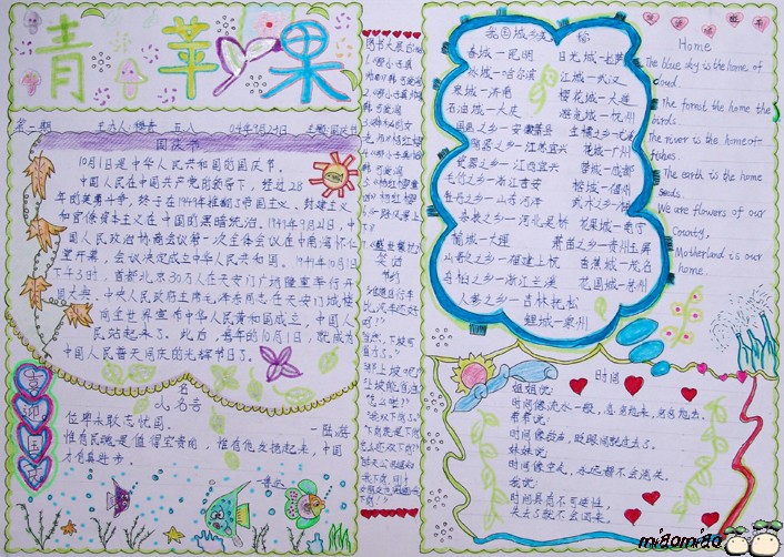 國慶節手抄報系列之青蘋果