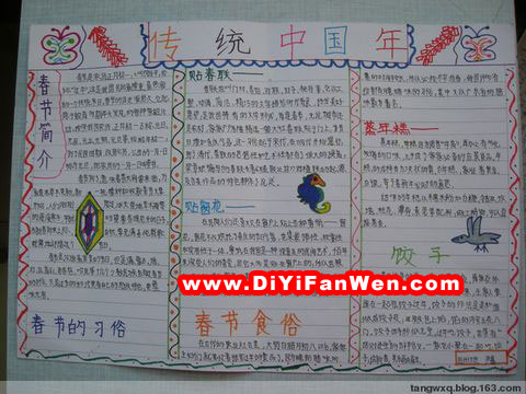 有關春節的習俗簡介手抄報