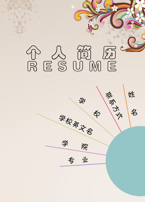 花浪中英文個人簡歷封面