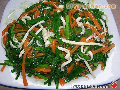 韭菜炒喉絲[多圖]