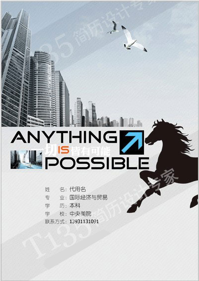 國際經濟與貿易專業個人簡歷封面