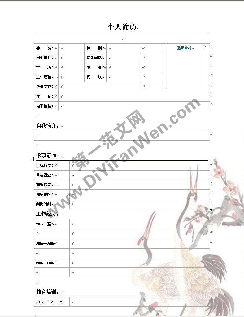 Doc格式的個人簡歷模板下載
